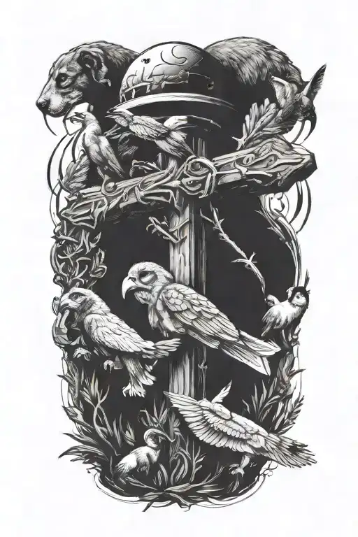 Cross Surrounded By Animals