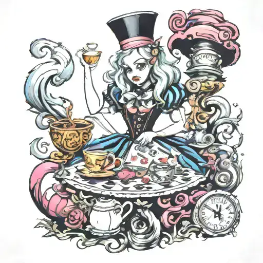 Dark Twisted Alice In Wonderland Inspired Black With Vibrant Color Accents