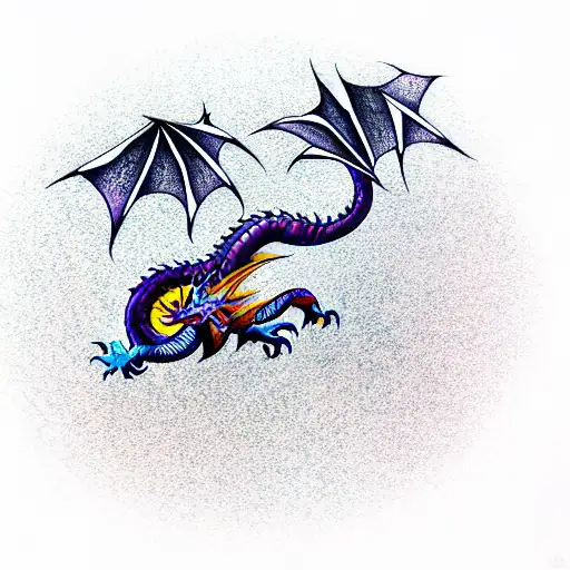 Dragon Volando Arriba De Una Escoba De Bruja