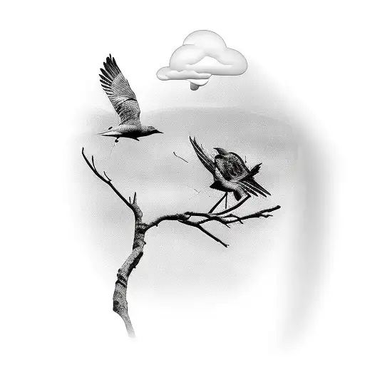 Breast Chest Travel Birds Flowers Black And White Minimalist