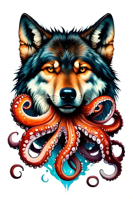 Wolf With Octopus