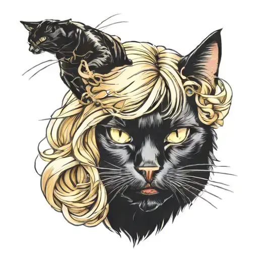 Black Cat Bites Blonde Woman