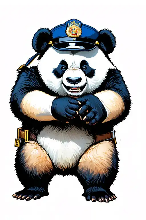 Angry Panda In Police Line Up