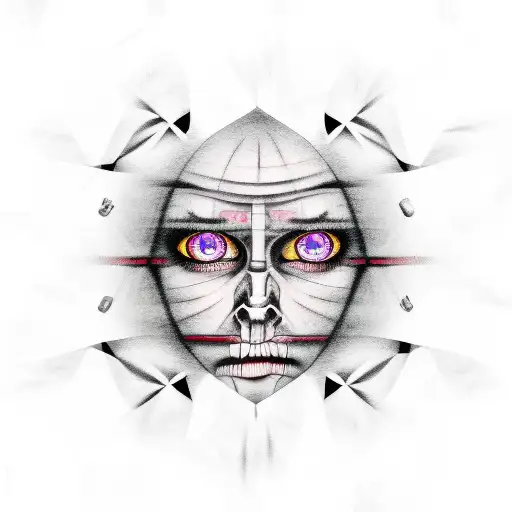 Creepy Face With Background Of Squares Grey And Black