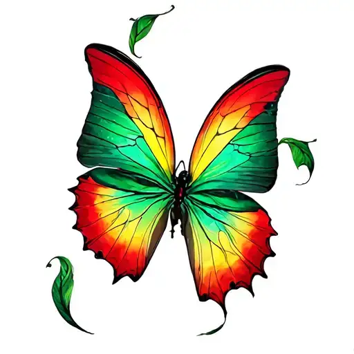 Cover Up Of Butterfly With Red Yellow And Green
