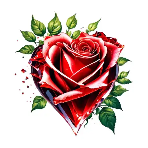 Crystal Red Rose Heart