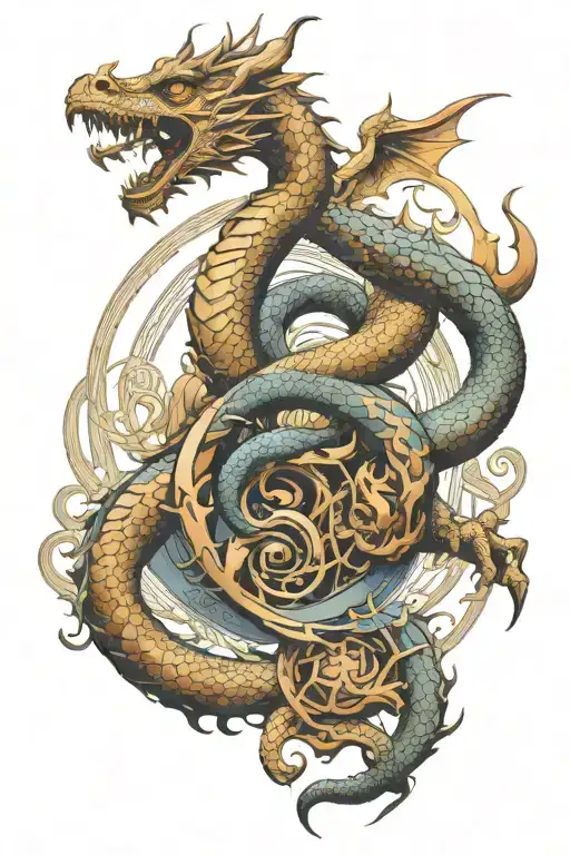 Kybalion Three Initiates Symbol With A Dragon