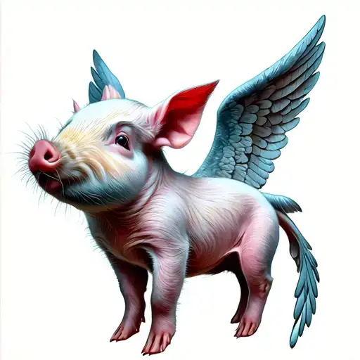 Piglet With Angel Wings Spread