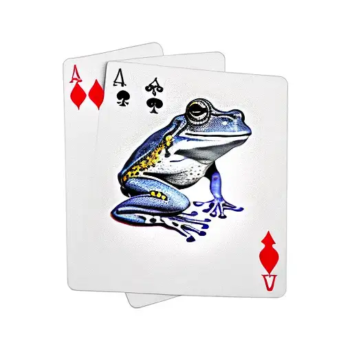Frog Playing Cards Drinking Red Wine