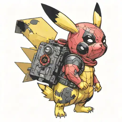 Pikachu Wearing Deadpool Full Color