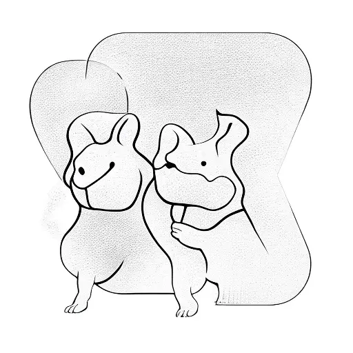 A Black Dog With Three Cards On The Left