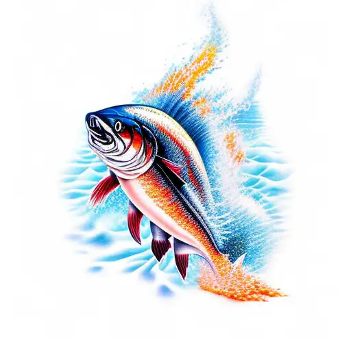 Spiritual Salmon Jumping Out Of Water