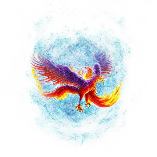 A Beautiful Fiery Phoenix Emerging From An Egg