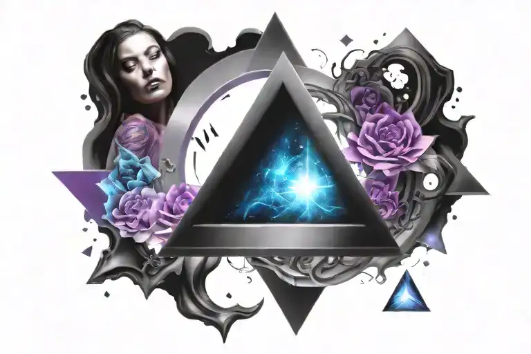 Upsidedown Black Triangle Craft With Blue Purple Glow