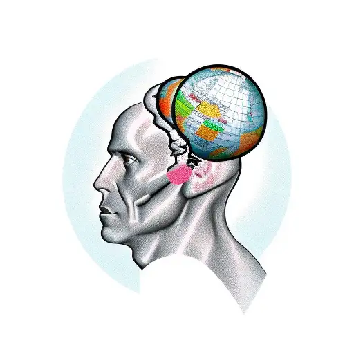 Male Head With A Globe Inside The Head