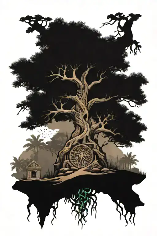 Ancient Tombs With Yggdrasil Tree