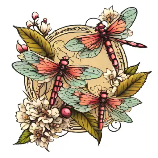 Cherry Tree Dragonflies Flying