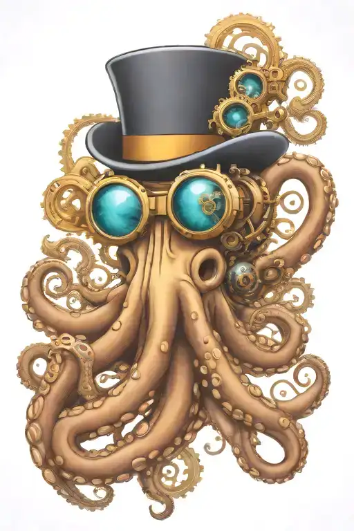 Steampunk Octopus Wearing Monocle
