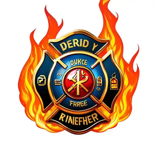 Firefighter Emblem Surrounded By Flames