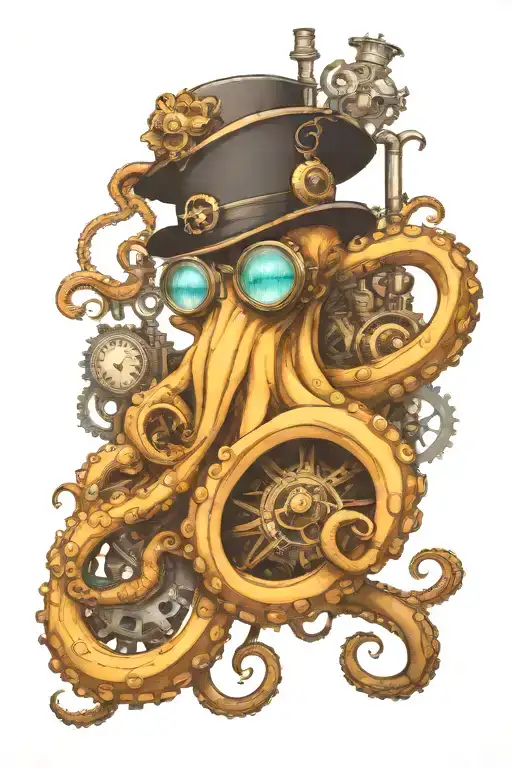 Steampunk Octopus Wearing Monocle
