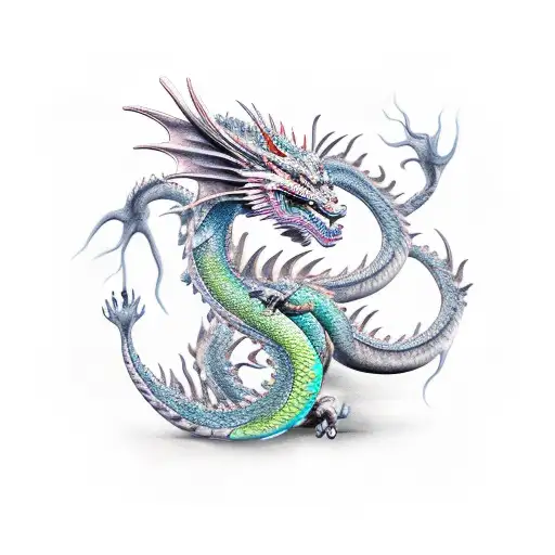 Dragon Con El Yin Y El Yan Entre Rayos Para Brazo Completo