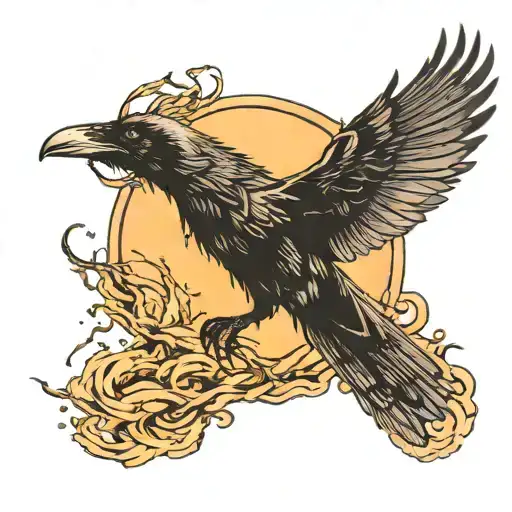 Raven Flying Turning Into Shadow