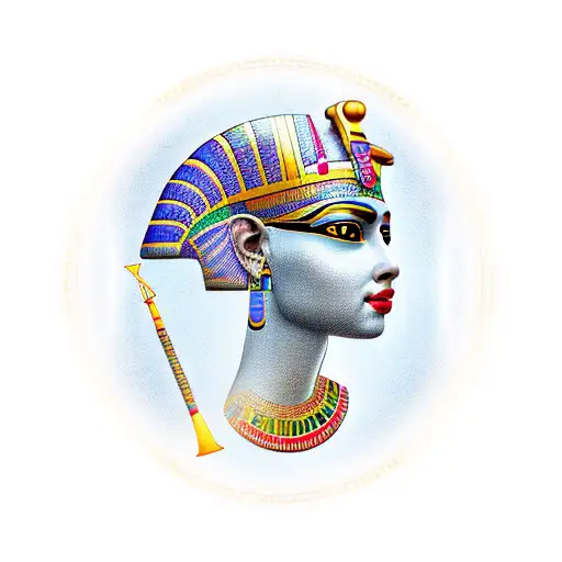 Beautiful Female Cleopatra With Ancient Egyptian Signs And Symbols