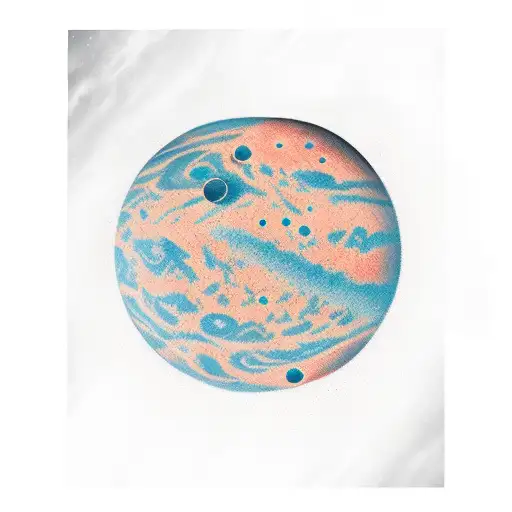 Crescent Planet Mars With Trees