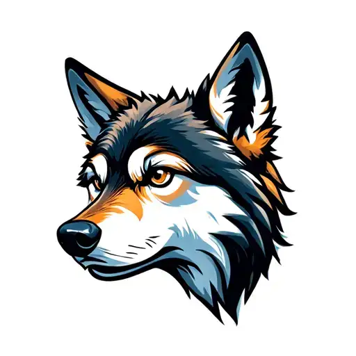 Wolf Face Cute Profile Cartoon