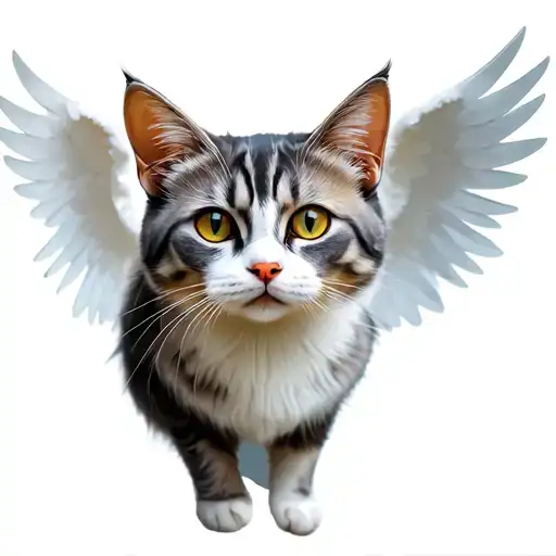 Grey And White Manx Cat Going To Heaven Something Angelic Something