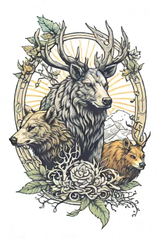 Bear Raven Deer Eternity