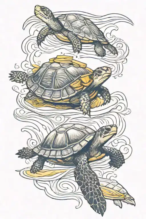 Turtle Surfing And Eating Bread