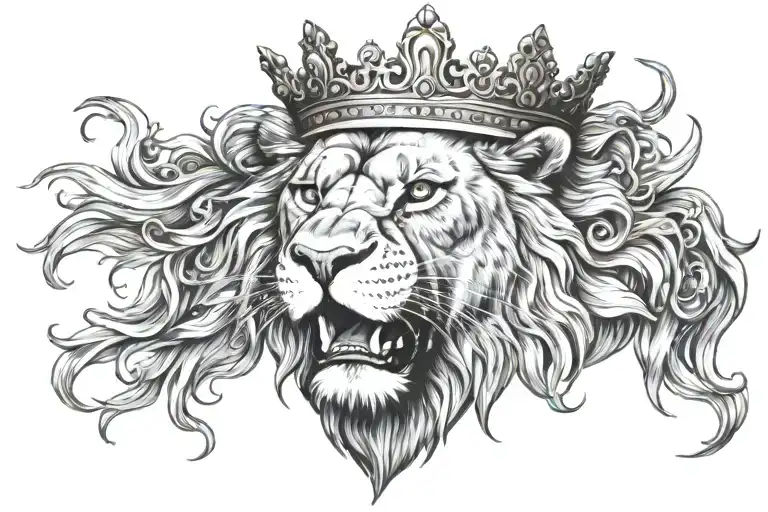 Lion Roaring Lion Wearing A Crown