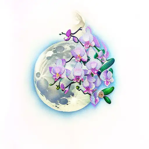 Spiritual Moon With Orchids