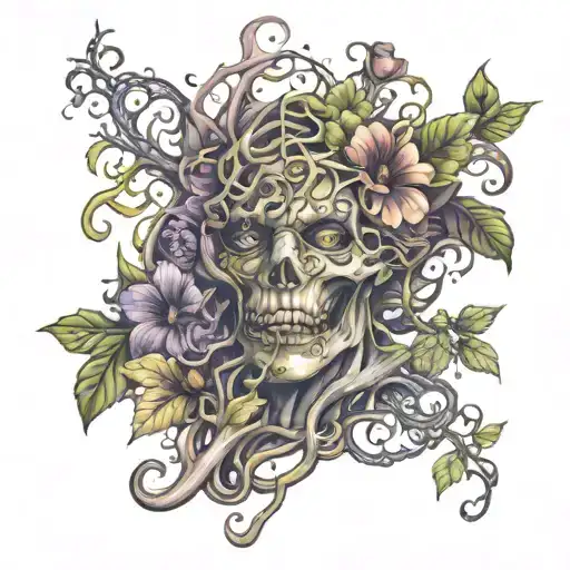 Crazy Vines Ripping Through Skin With Exotic Flowers Ripping Out Of Skin Demonic Looking