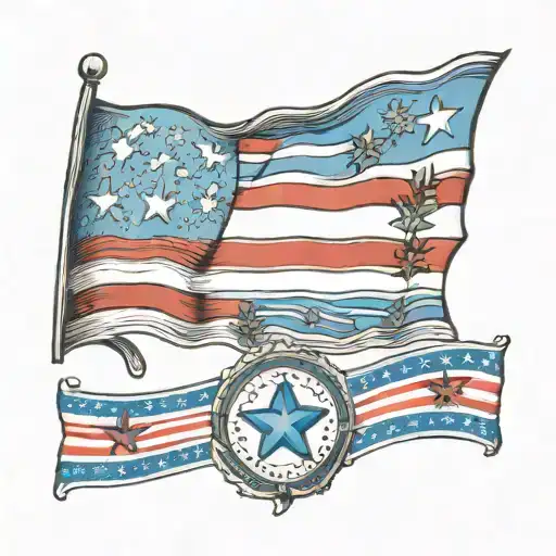 Chicago Flag And Blue Line Flag Into One