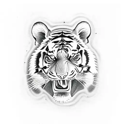 Tiger With Skull Inside Mouth