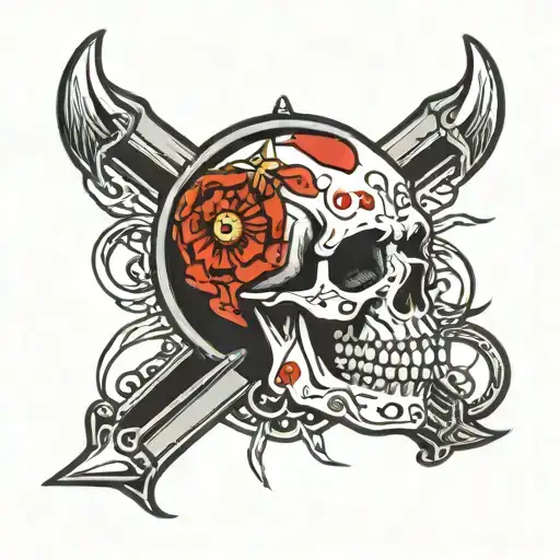 Skull With A Wheel In The Mouth