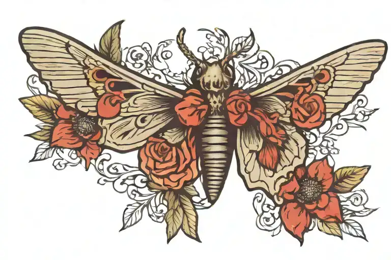 Memento Mori With Moth Tattoo Featuring