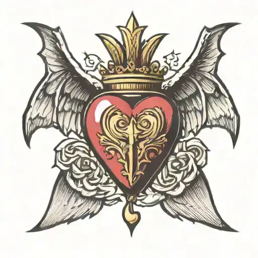 Sacred Heart With Bat Wings