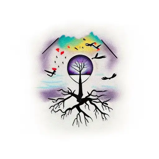 A Coffin With A Tree Of Crows Inside With Axp At The Top