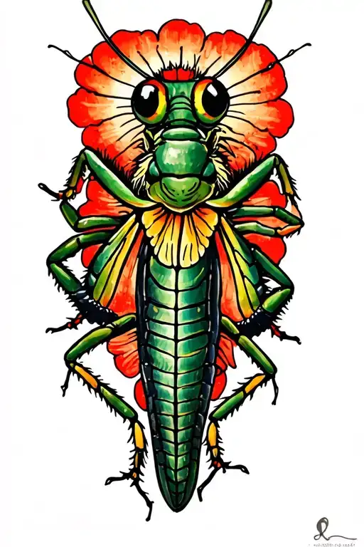 Zen Brush Stroke Grasshopper