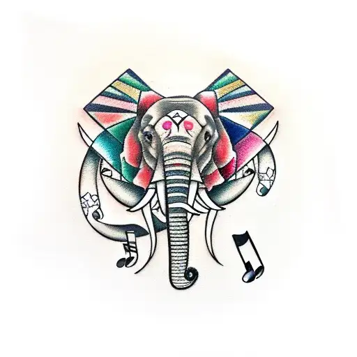 Musical Notes Forming The Shape Of An Elephant