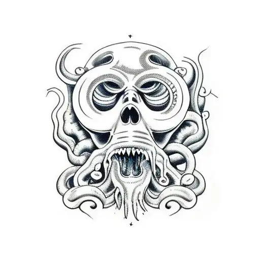 Kraken With Head Simular To A Human Brain