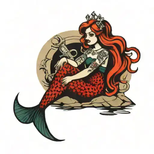 Gothic Mermaid Sitting On A Rock