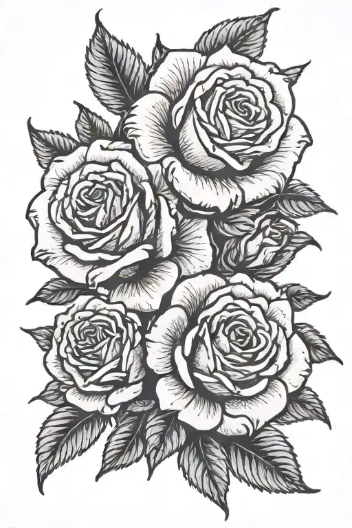 3 Roses Black And White