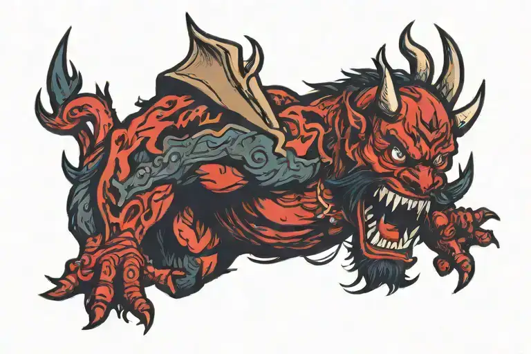 Sailor Jerry Style Devil With Spread Arms