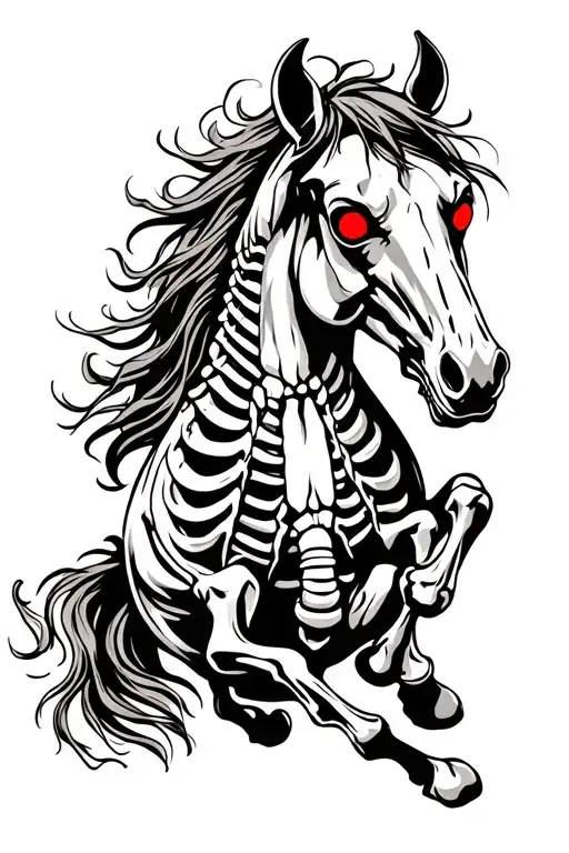 Horse Skeleton With Glowing Angry Red Eyes Galloping