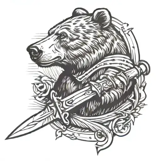 Bear With Dagger Through It From Top