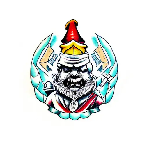 Psychopathic Garden Gnome Holding Knife And Gun